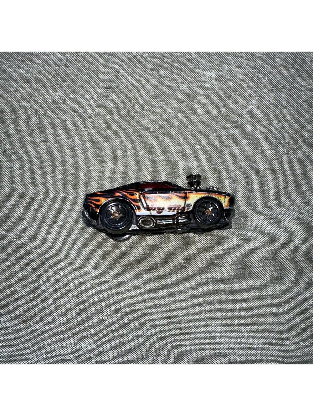 2002 Hot Wheels 1968 Black Mustang Try Me with Flames 1:64 Diecast